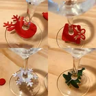 10 шт. рождественские фетровые стаканы для вина, кольца, открытки, рождевечерние украшения для вечеринки, аксессуары для нового года, вечеринки, бара, Рождество