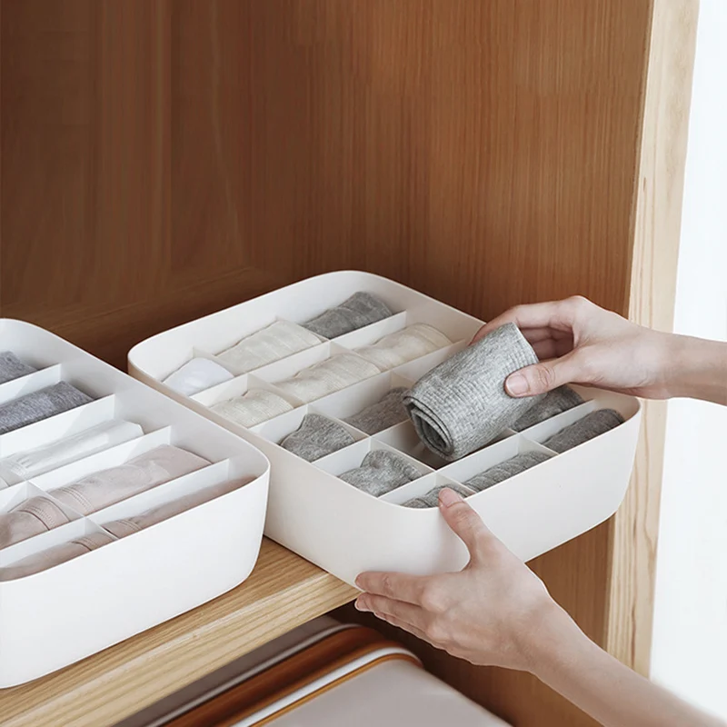 

1 10 15 Grids Storage Box Socks Bra Underwear Organizer Closet Wardrobe Home Storage Desktop Wardrobe Plastic Boxes Organizer