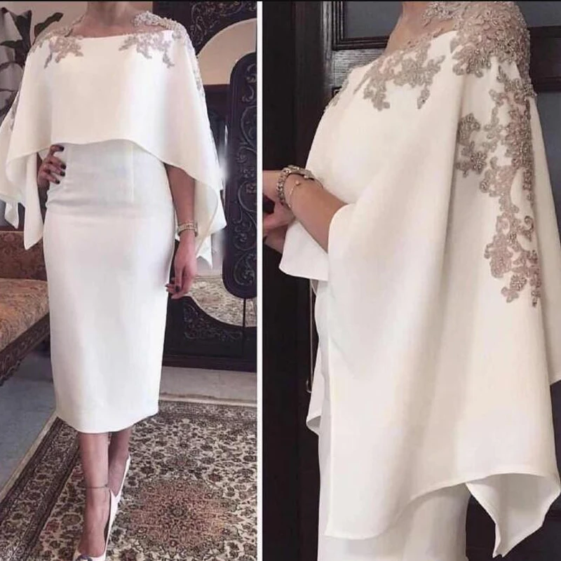 

Custom Made Sexy Mother Of the Bride Dress With Wide Sleeve 2020 Sheath Mother Gowns Lace Appliqued Women Mother Gowns 2020