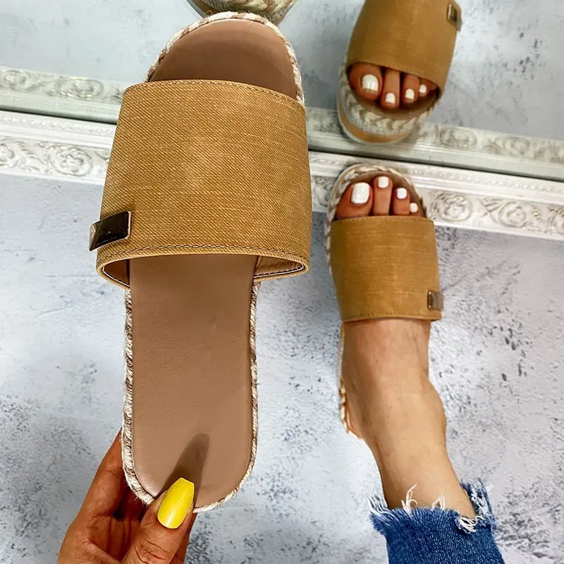 Plus Size 43 Women Slippers Europe 2022 Summer New Wedges Slides for Women Casual Outside Slippers Women Shoes for Women