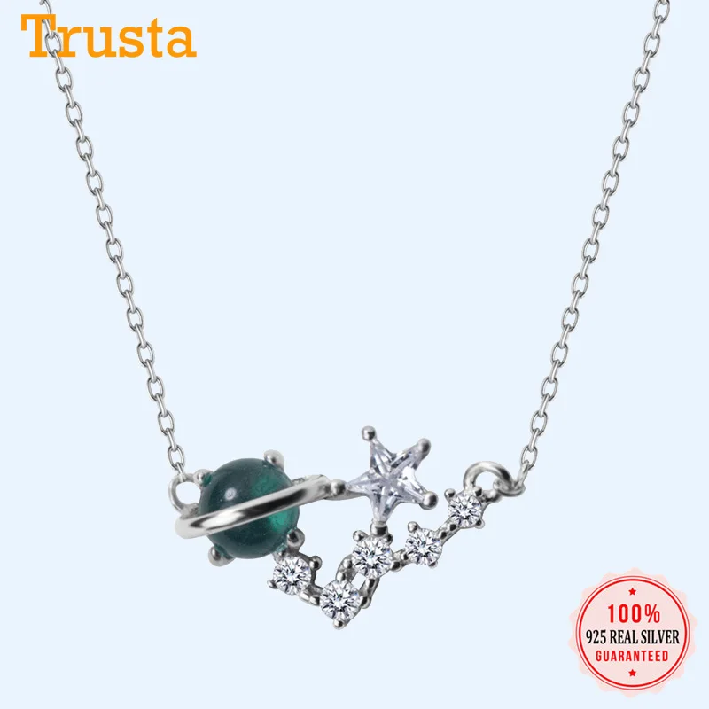 Trusta 100% 925 пробы серебряные ювелирные изделия Вселенная планеты звезды камень