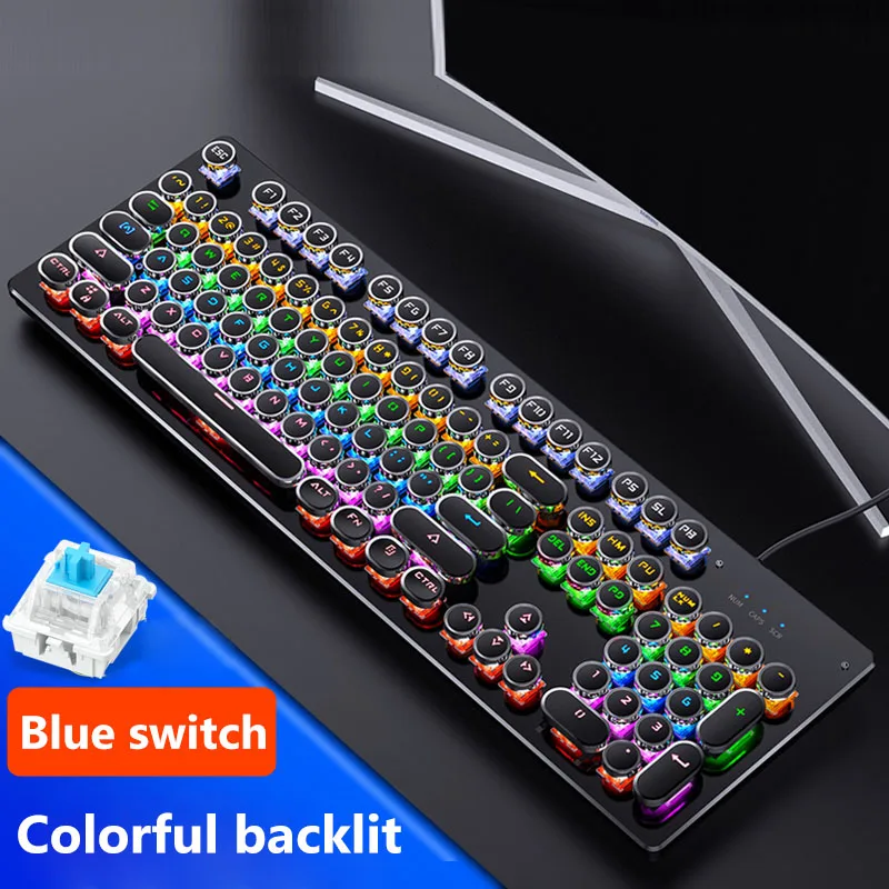 Профессиональная Механическая игровая клавиатура с 104 клавишами RGB светодиодный