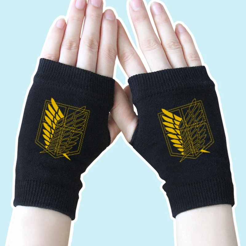 

Fashion Fingerless Gloves Anime Fairy Tail Tokyo Ghoul Attack on Titans Cosplay Warm Gloves