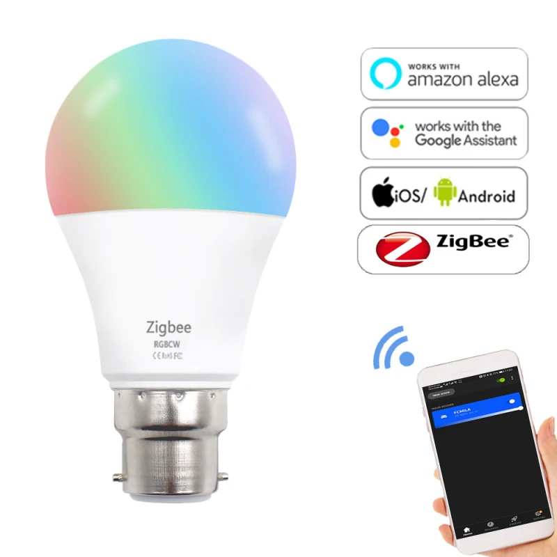 

For Google Home Alexa Zigbee Tuya 9W/10W WiFi Smart Light Bulb B22 RGB LED Lamp Dimmable With Smart Life APP Voice Control 2021