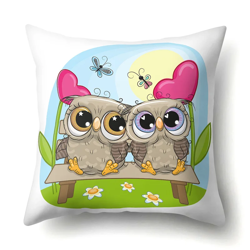 Сова Pattern чехол для подушки с рисунком животных; платья с изображением птиц из полиэстера с подушка чехол украшение Офис декоративная наволочка для подушки 45X45 см