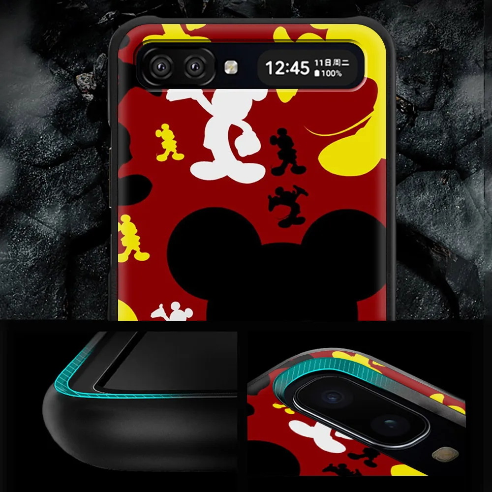 cover for samsung galaxy z flip 6 7 flip3 5g black pc hard phone case segmented protect coque red mickey minnie free global shipping