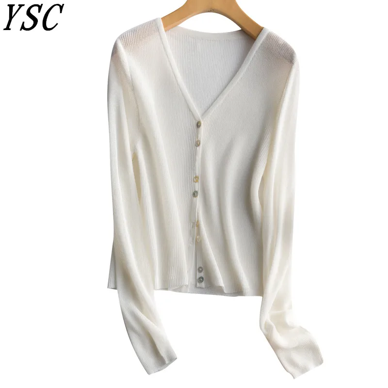 2020 Летний Новый дизайн вязаный кардиган из смешанной пряжи v-образный вырез