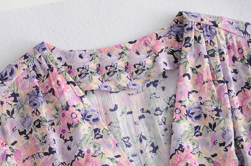 Эксклюзивная женская одежда Летнее цветочное платье с V-образным вырезом изящные