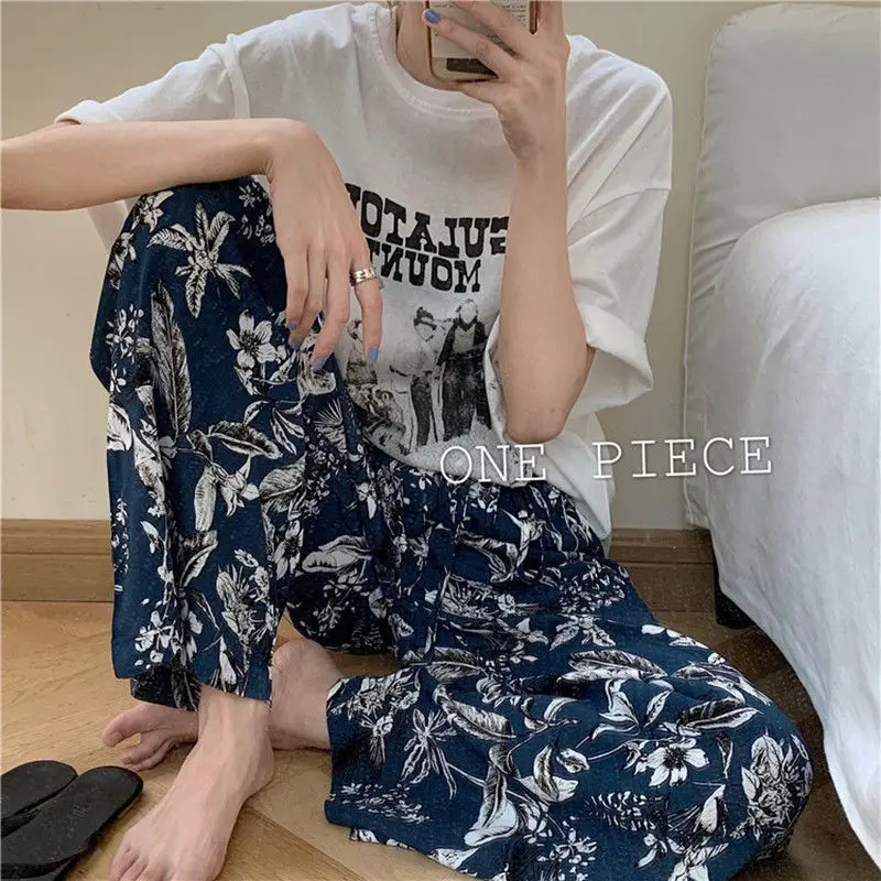 

Women Pants Draping Effect Colorful Pants Women's 2021 Spring High Waist Loose Straight Beach Trousers Pantalones De Mujer