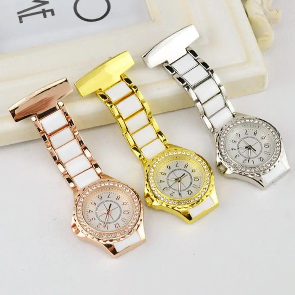 

Rhinestone Round Dial Analog Quartz Nurse Medical Hanging Chest Pocket Watch