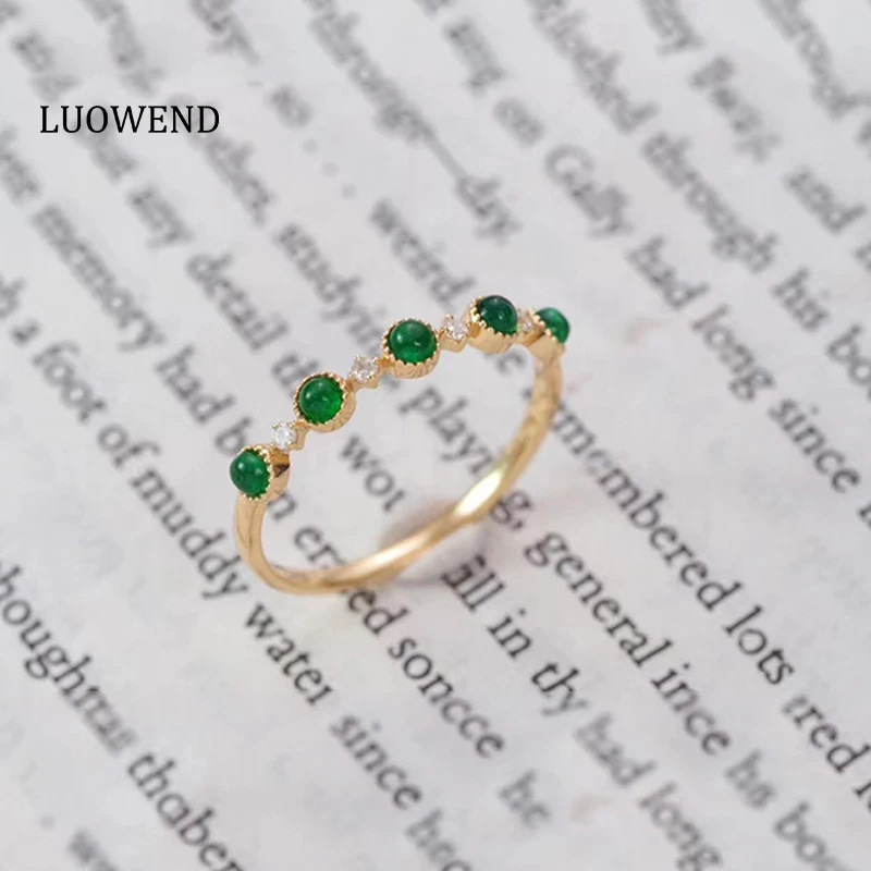 

LUOWEND 18K White Gold (AU750) Engagement Ring Trendy Gold Rings Elegant Ring for Women Wedding Eternity Ring