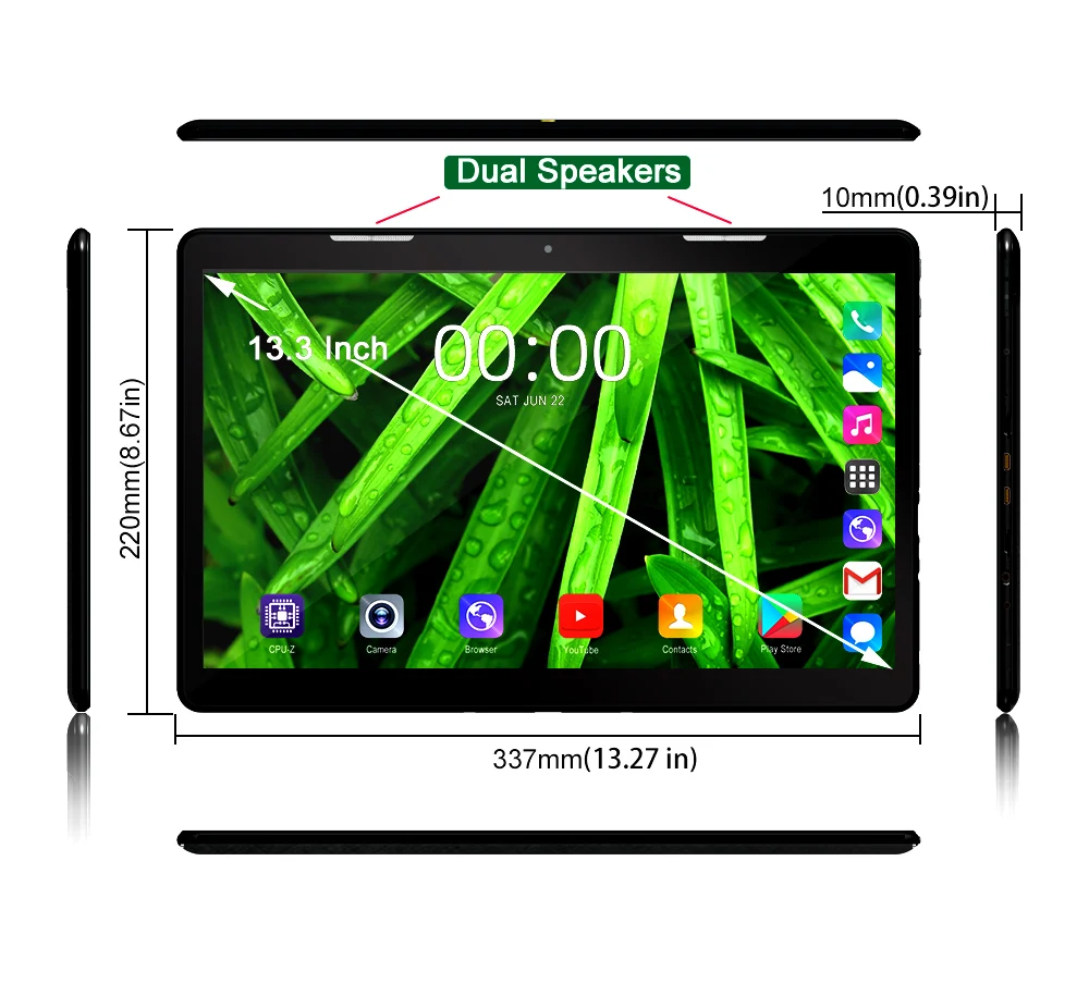 CIGE FHD большой экран 13,3 дюймов 1920x1080 планшетный ПК 3 ГБ ОЗУ 64 Гб ПЗУ 4G Lte телефонные звонки, GPS wifi Bluetooth планшеты игровые