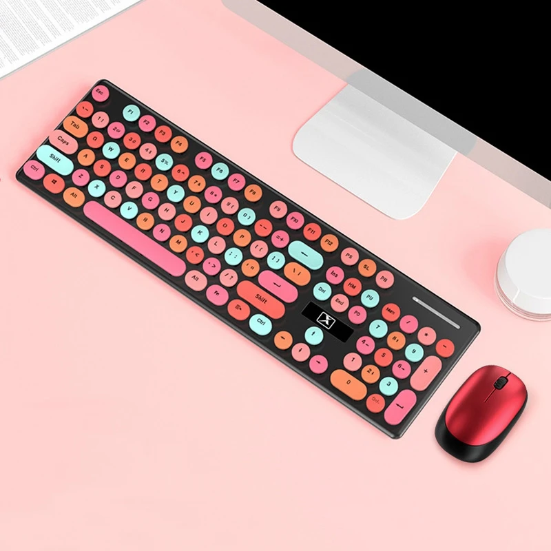 

Candy Color Lipstick Wireless Gaming Keyboard and Mouse, Suitable for Laptop Desktop Computers