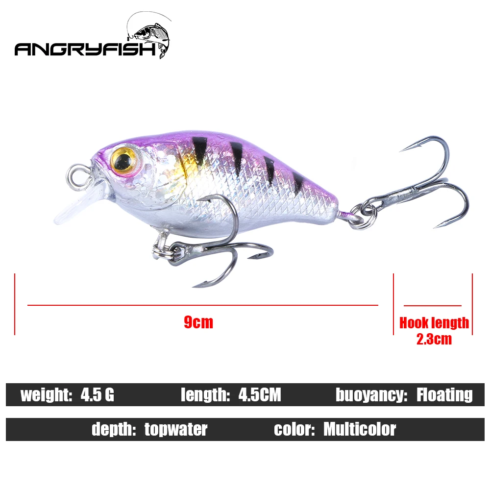 Фото Angryfish 1 шт./лот 45 мм, 4,5 г, рыболовная приманка, искусственная жесткая кривошипная приманка, Воблер topwater, миниатюрный кренкбейт, приманка, рыбо... №2