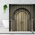 3D занавеска для душа с Африканским марокканским пейзажем, в стиле ретро, арка, дверь, имитация камня, набор для ванной, противоскользящий ковер, занавеска для ванной