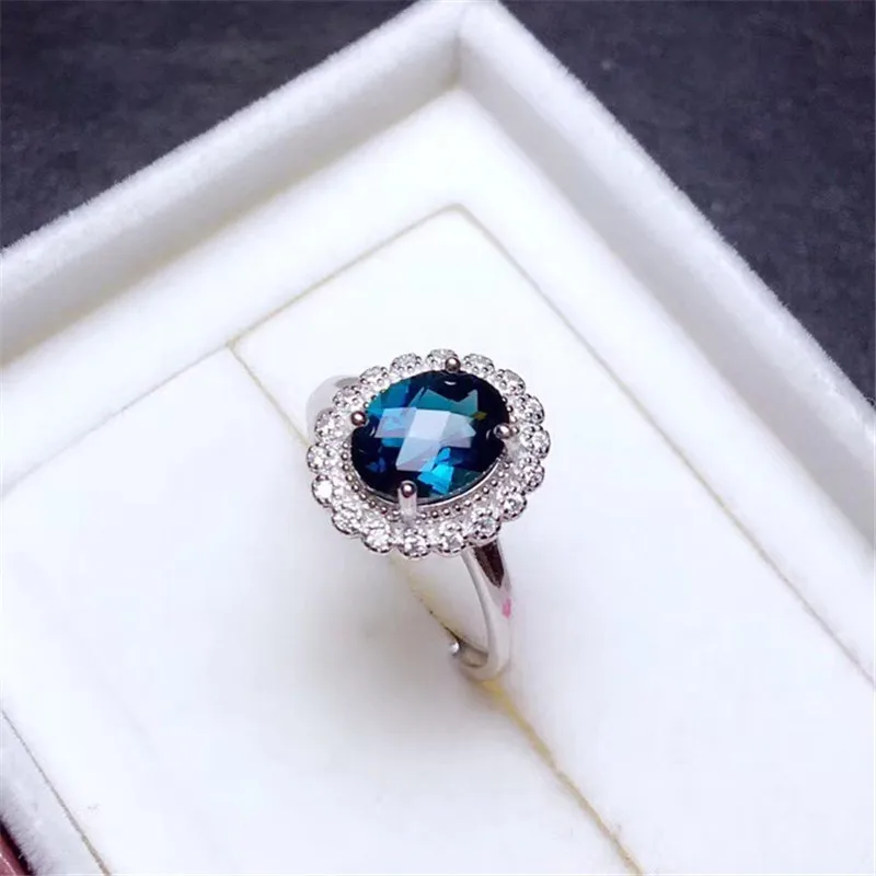 

MDINA 2 Carat Natural London Blue Topaz 925 Sterling Silver White Gold Luxury Rings Fine Jewelry for Women