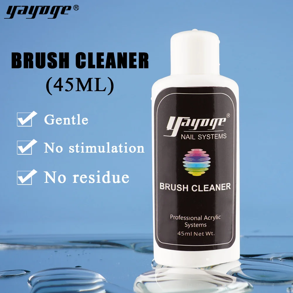 Yayoge 45ml Nail Brush Cleaner Acrylic Gel Liquid Cleaning Stubborn Residue Protective No Stimulation nail art soak off | Красота и
