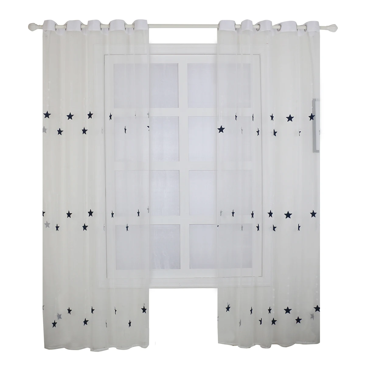 Белые вышитые оконные шторы НОВЫЕ геометрические белые с вышивкой тюль гостиная