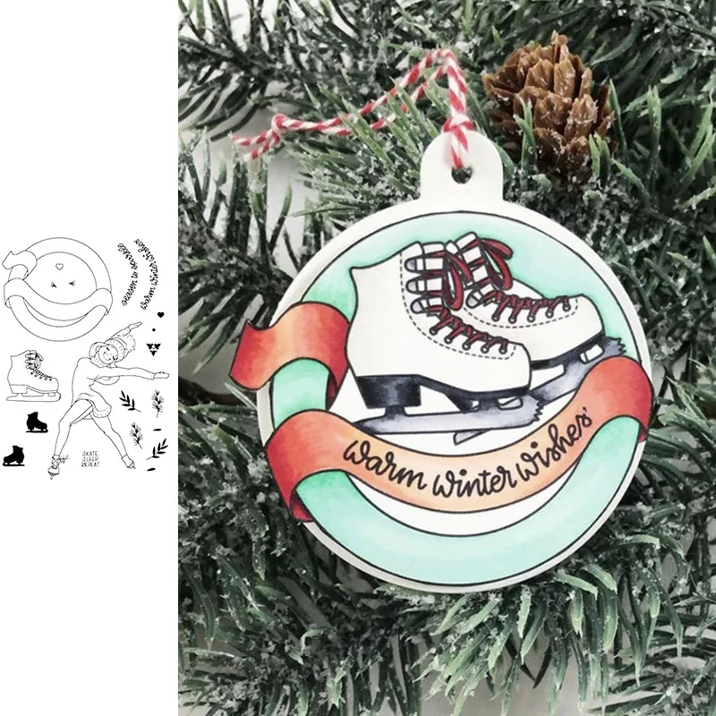 Кататься на коньках прозрачные наклейки для Скрапбукинг и карточками создания