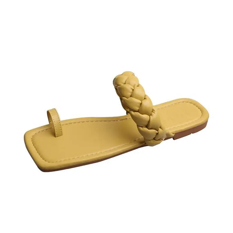 

Slippers Women Clip Toe Slides Fashion Square Toe Leather Flats Sandals Female Outdoor Casual Slippers Flip Flops Beach Shoes