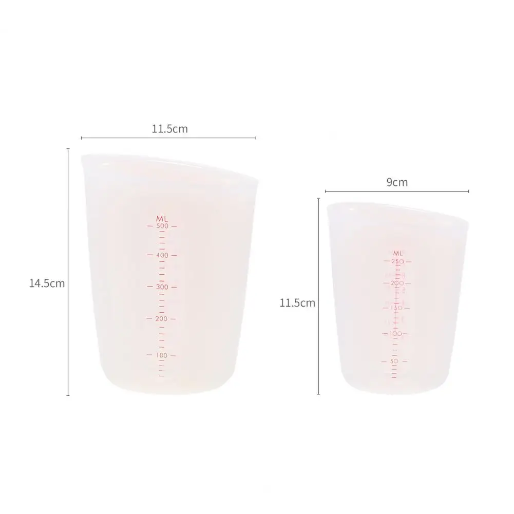 

250/500ml Double Scale Half Transparent Silicone Measurig Cup Soft Baking Tool
