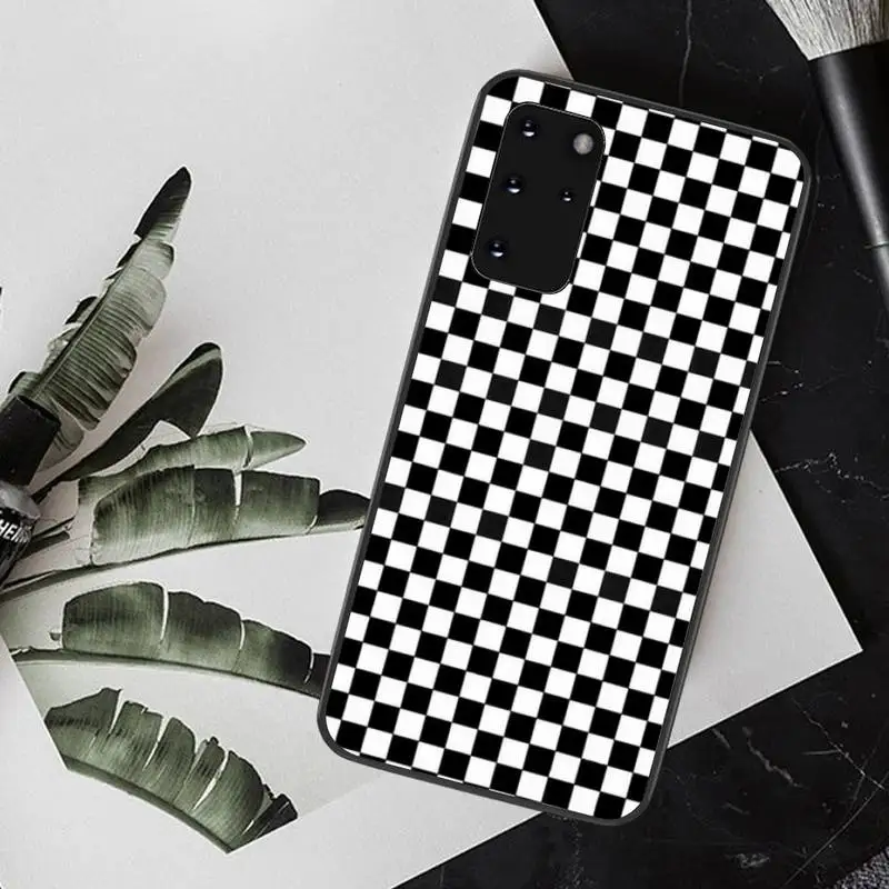Мягкий резиновый Чехол CUTEWANAN в черно-белую клетку из ТПУ для телефона Samsung S20 plus Ultra