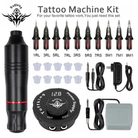 professional tattoo machine kit rotary pen with cartridges needle tattoo power supply permanent makeup machine art tattoo supply