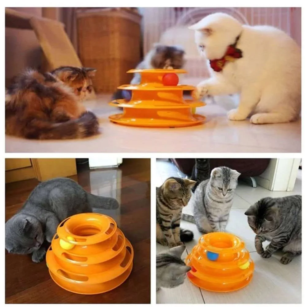 

3 Levels Pet Cat Toy Funny Tower Tracks Disc Cat Tracks Toys Training Intelligence Amusement Plate Cat Ball Toys For Cats Kitten