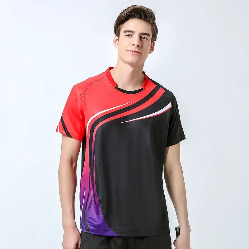

Hygroscopic and Sweat Wicking High Elastic Badminton Training Shirt Men's and Women's Short Sleeve T-Shirt
