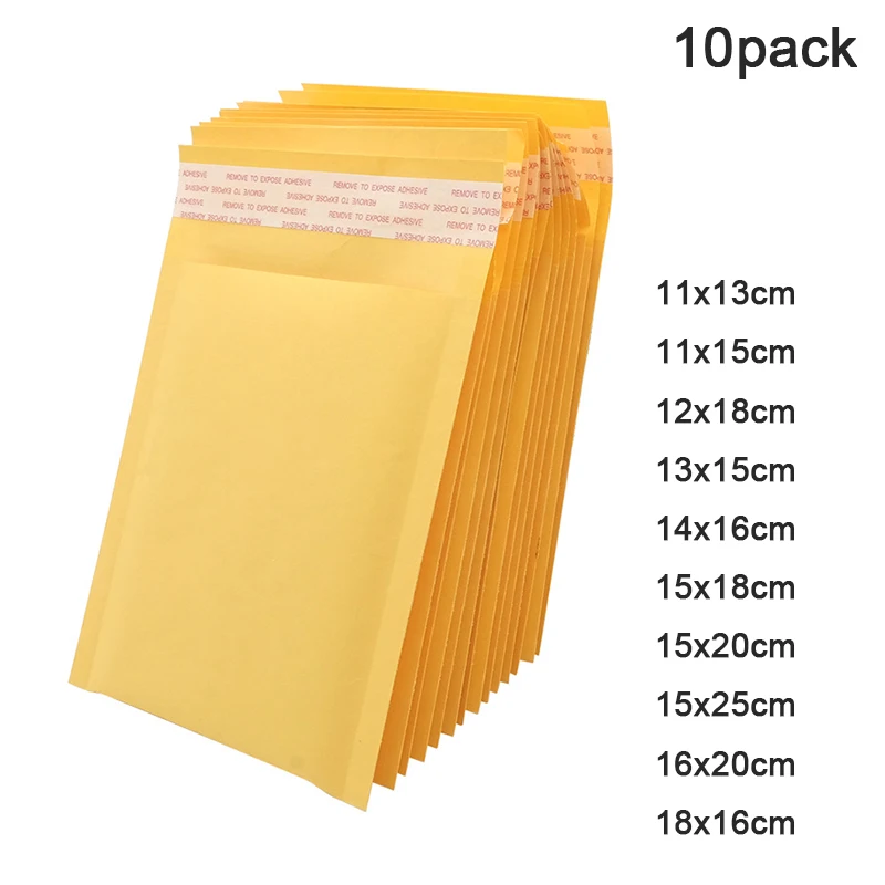 

10pcs Strong Stickiness Yellow Kraft Paper Bubble Envelopes Bags Protection Bag