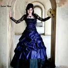 Викторианское фиолетовое и черное готическое свадебное платье, без бретелек, тафта, королевский замок, свадебное платье с кружевной курткой 2020 искусственное