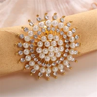 12pcswedding imitation pearl diamond napkin ring table top decoration for celebration hotel wedding reception