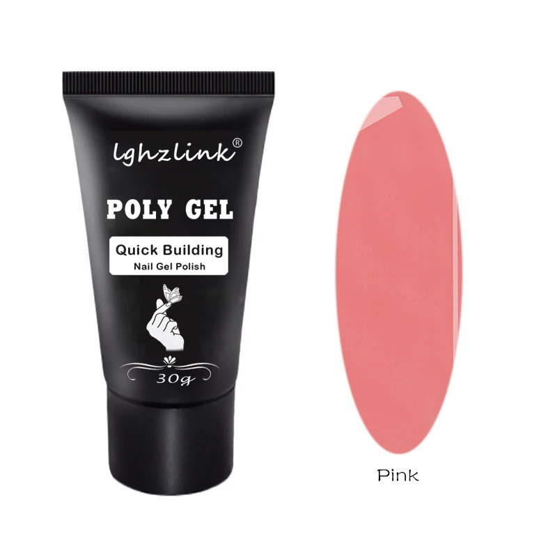 Pink Lghzlink розовый полигель 30 г инструменты для наращивания ногтей советы для дизайна ногтей УФ замачиваемый Гель-лак Слип-раствор для ногтей акриловый полигель - Цвет: Pink