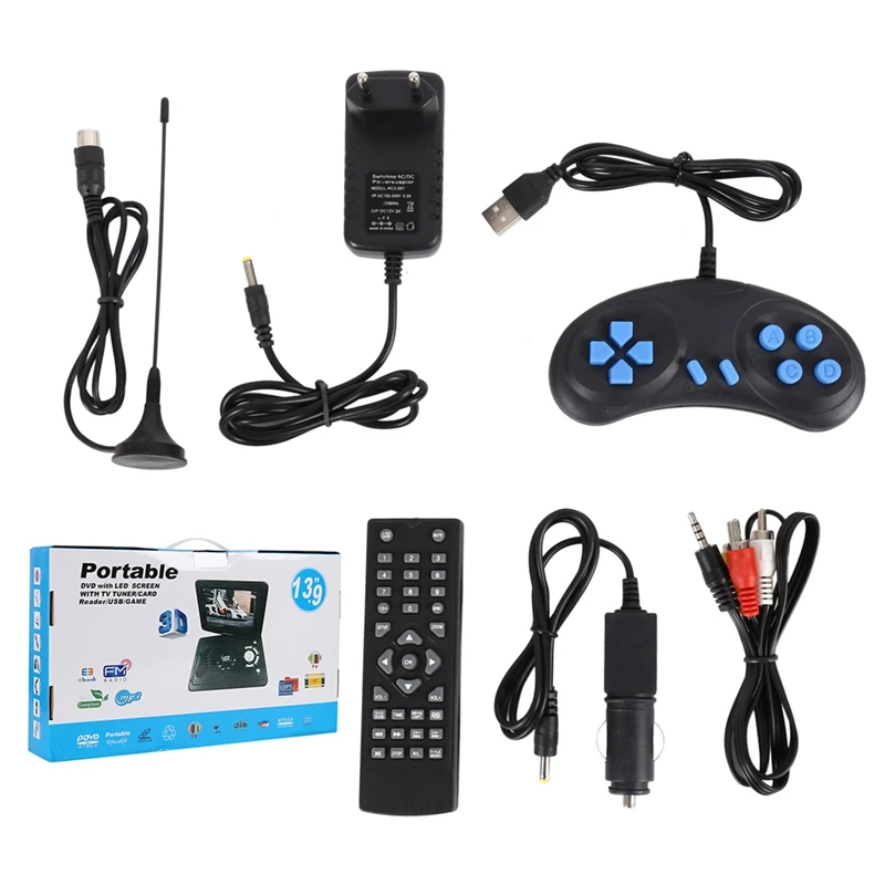 Портативный мини dvd-плеер 13,9 дюймов Hd Tv фильмы Lcd мобильный поворотный Usb экран вращение для автомобиля Мульти Медиа Видео игры(Eu Pl
