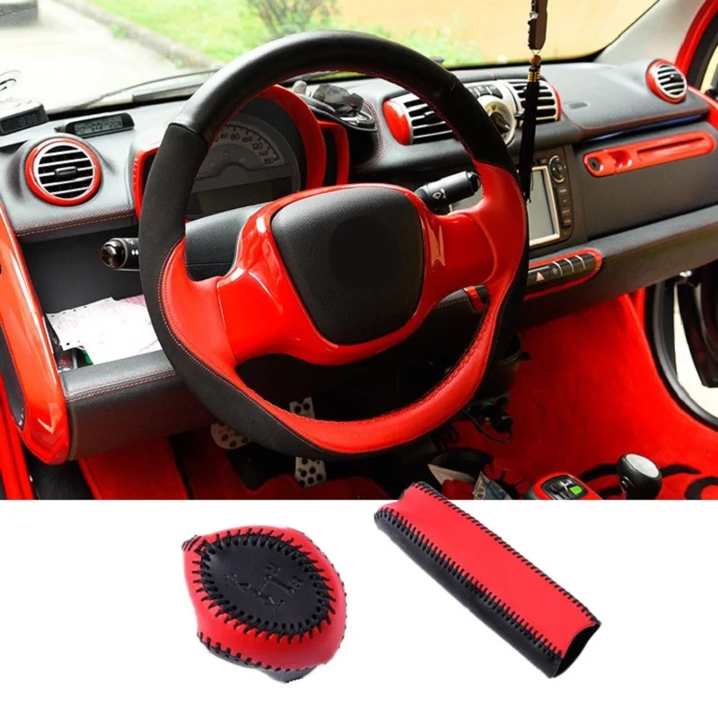 3 шт. рычаг переключения передач из натуральной кожи для Benz Smart forTwo 2009 2014|Чехлы на