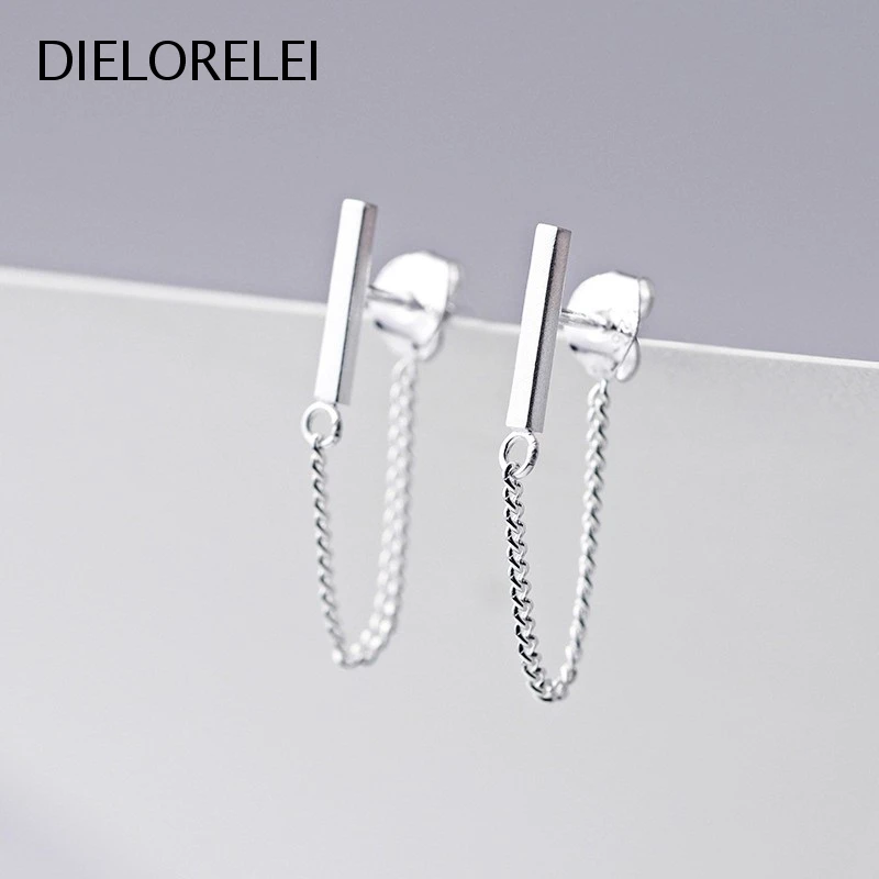 

DIELORELEI 925 Sterling Silver Eliminates Metal Allergies Girls Simple Chain Drop Dangle Earrings Jewelry Accessories Gift