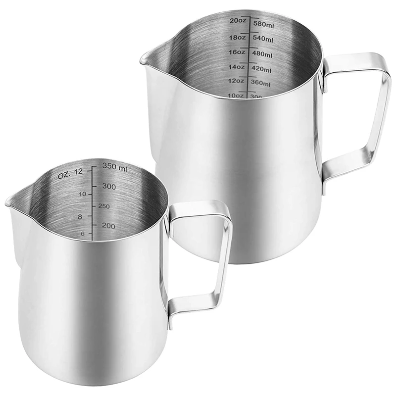

Горячая YO-2 пакет кувшин для вспенивания молока, 12Oz & 20Oz эспрессо паром кувшин для воды, вспениватель молока Пароварка чашки, деления внутри