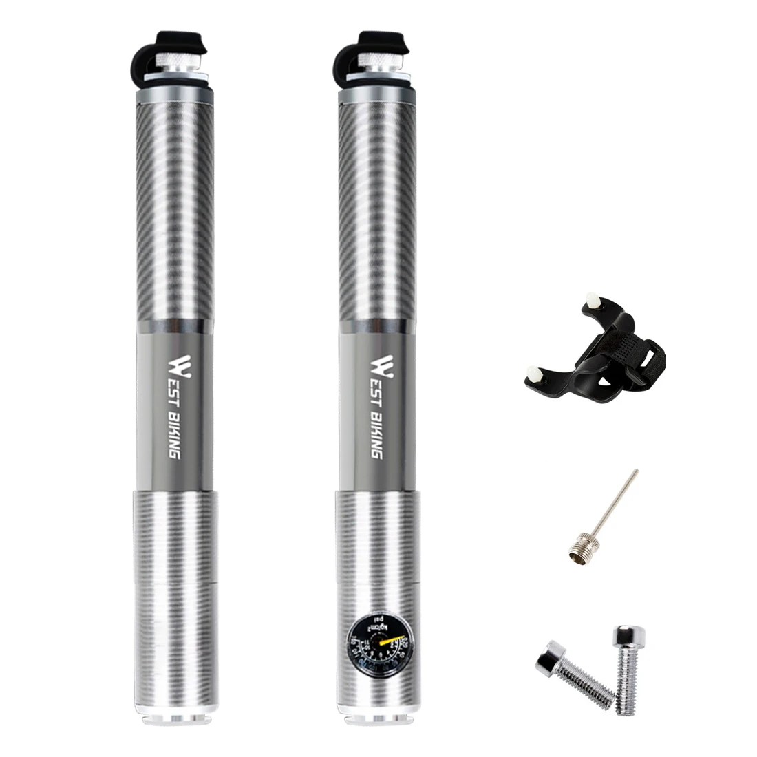 

160psI High Pressure Mini Bike Pump Gauge Hand Pump Bike CNC Craftsmanship Accessories Portable Bicycle Pump With Support