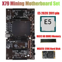 x79 h61 btc mining motherboard with e5 2620 2011 cpurecc 8g ddr3 memory120g ssd support 3060 3080 graphics card