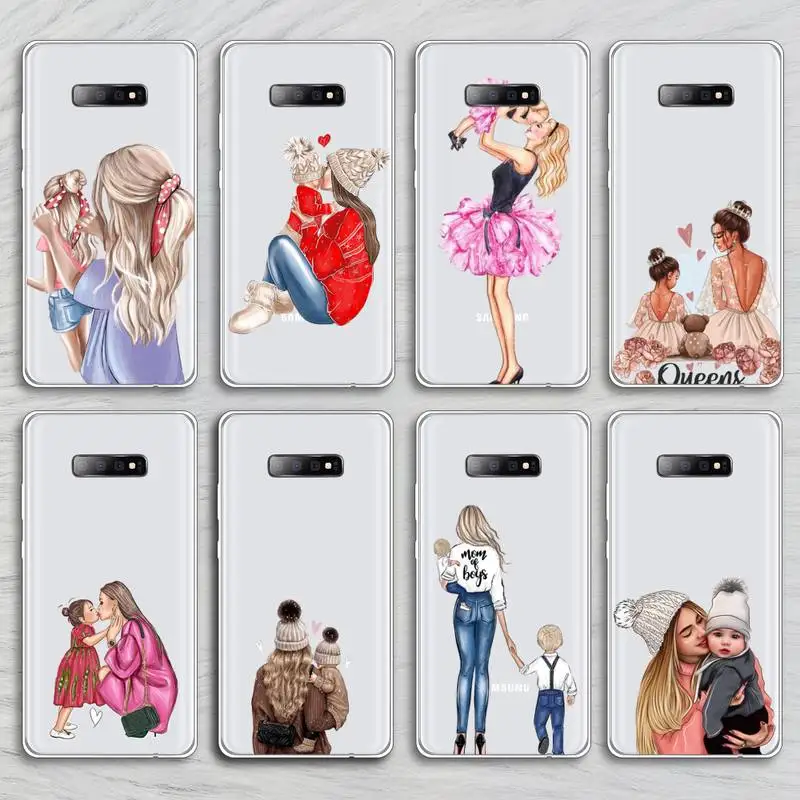 

Mother baby girl fashion Phone Case Transparent For Samsung Galaxy A S 8 9 10 12 20 21 40 50 52 51 70 71 2019 fe 5g ultra plus