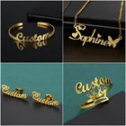 Набор ювелирных изделий из нержавеющей стали под заказ, персонализированная Модная Золотая матовая подвеска с именем бабочки, ожерелья для женщин и мужчин