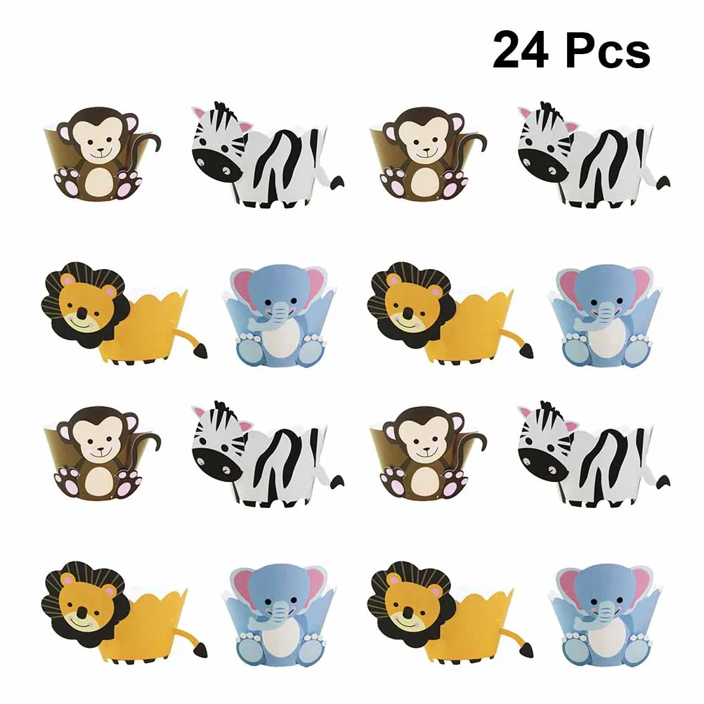 24 шт милые Мультяшные животные обертки для кекса бумажные стаканчики торта