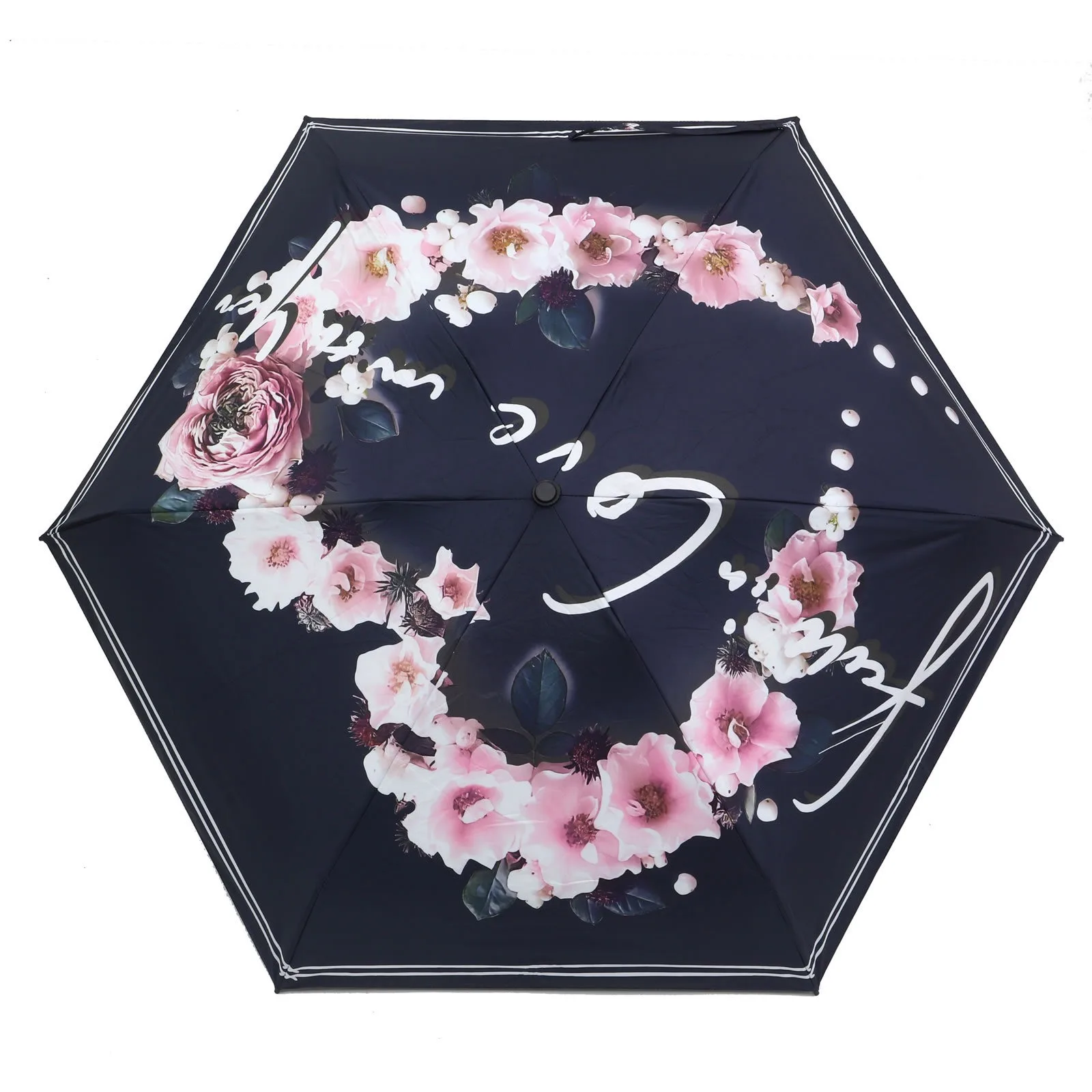 

New Umbrella Five Folding Rain Gear Girl Gifts Portable Vinyl Summer Love Heart Shape Sun Parasol Sunshade Anti UV Umbrella