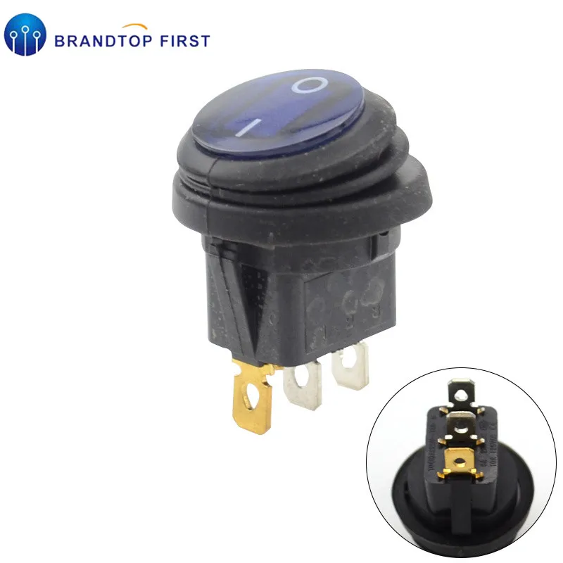 220v blue 1 шт., водонепроницаемая кнопка, 12 В, 220 В, светильник, кулисный переключатель, 20 мм, в форме лодки, Круглые, 3Pin, серебристые, точечные переключатели - Цвет: 220v blue