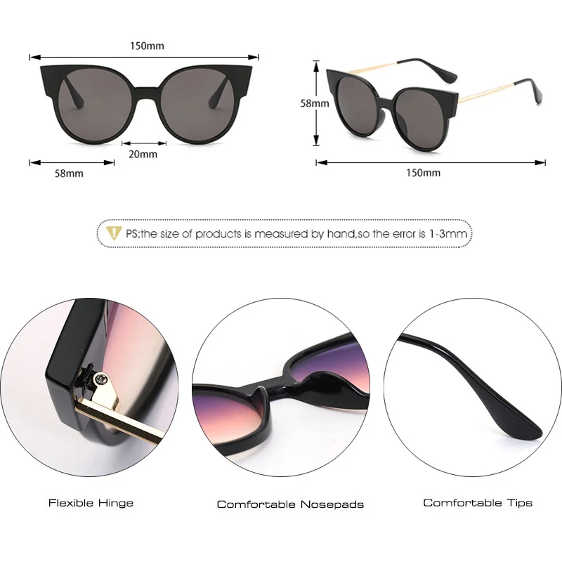 2021 новые модные большие круглые солнцезащитные очки кошачий глаз женские