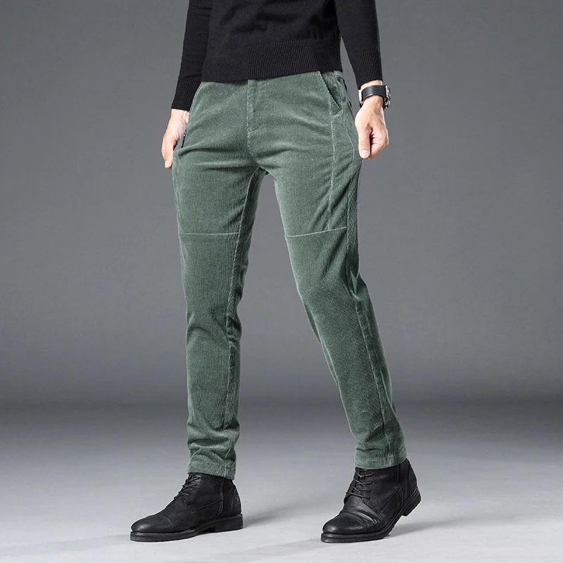 Черные вельветовые мужские брюки новинка 2021 зимние деловые повседневные Прямые