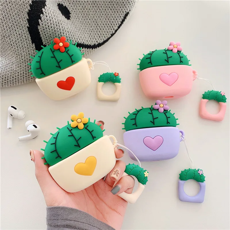 

for Airpods Pro Case Potted Love Cactus Case for Airpods Pro Shockproof Silicone Protective Cover Air pods Pro Case Accessories