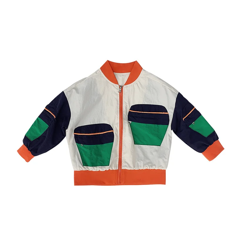 

2021 Mother And Daughter Spring Parent-Child Children's Color Block Zipper Jacket