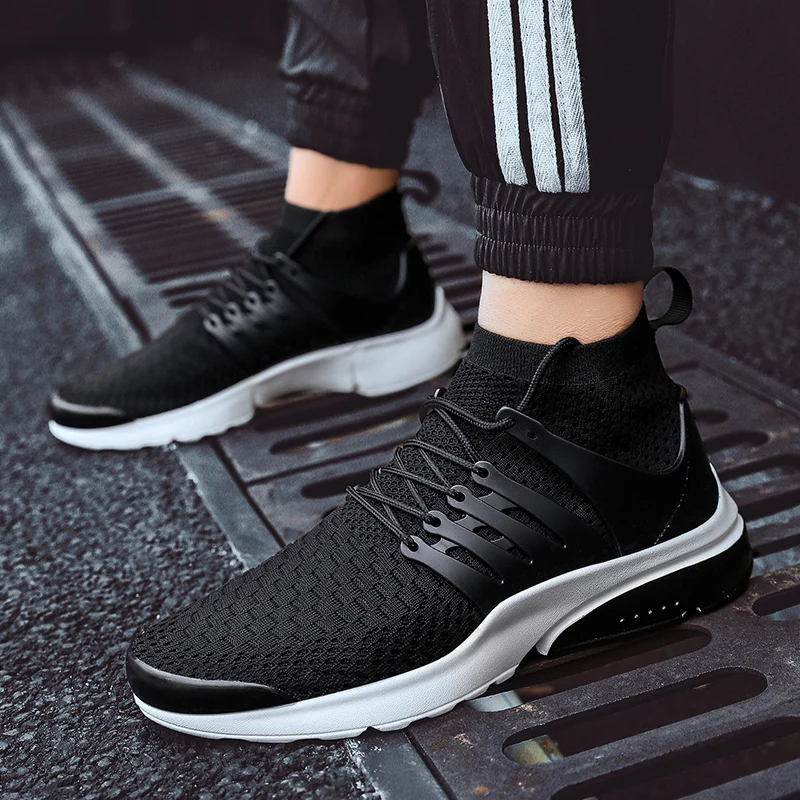 

Leisure Shoes Black Casual Shoes Man Fashion Mens Slip On Men Solid White Knitting Sneakers Light Breathable Comfortable