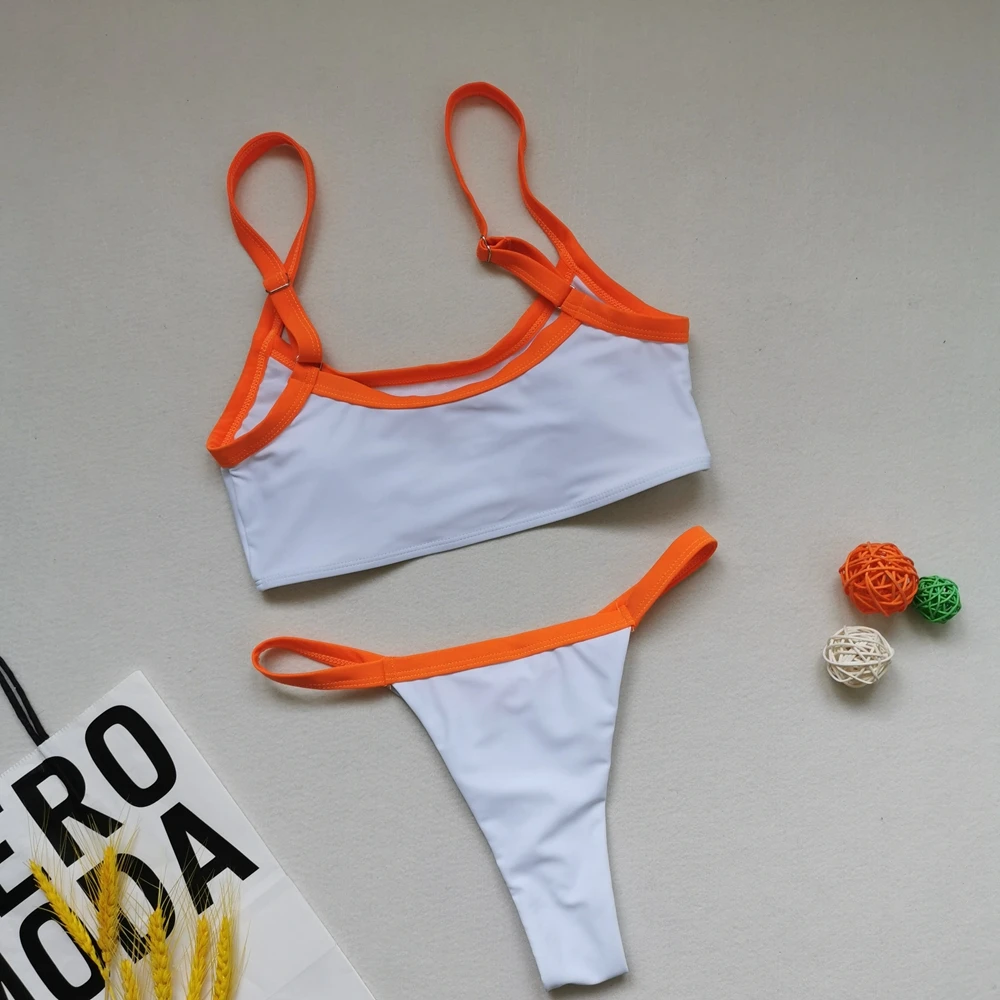 

2021 New Sexy Thong Bikini Women Swimsuit High Cut Swimwear Female White Bathing Suits Summer Beach Wear Swimming Suit Bikinis
